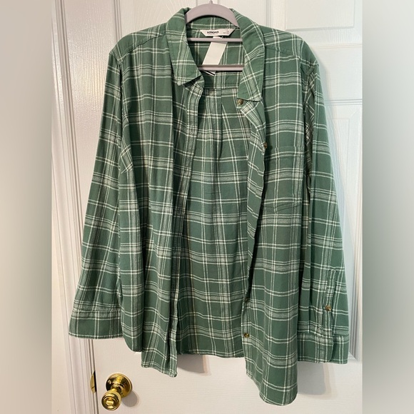 Sonoma Tops - Sonoma Green and White Plaid Casual Shirt lightweight flannel NWT 1X